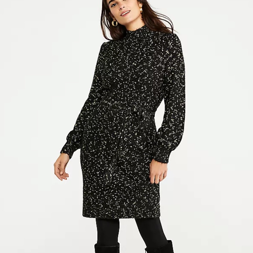Nwt Ann Taylor Shimmer Mock Neck Sweater Dress Size Xl